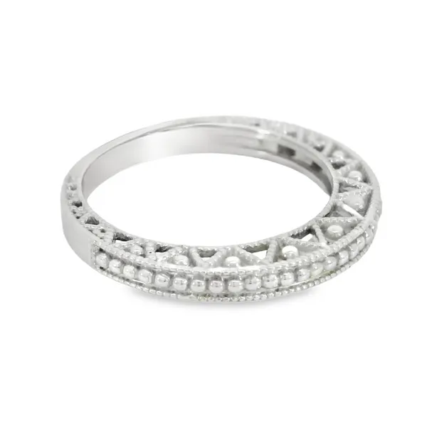 14K White Gold Vintage Style Wedding Band Image 2 S&E Jewelers Depew, NY