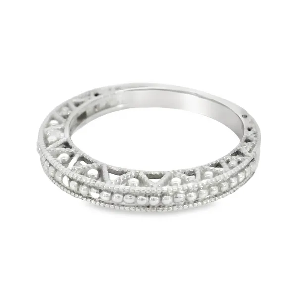 14K White Gold Vintage Style Wedding Band Image 3 S&E Jewelers Depew, NY