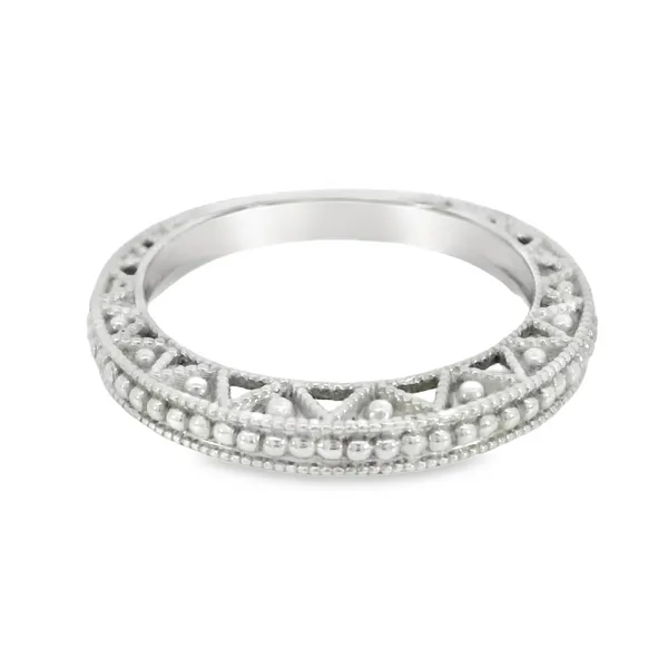 14K White Gold Vintage Style Wedding Band S&E Jewelers Depew, NY