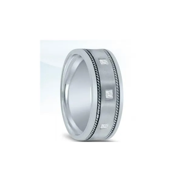 White 14 Karat Matte' Gypsy Set Men's Wedding Band Image 2 S&E Jewelers Depew, NY