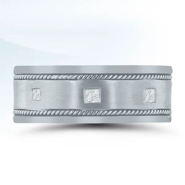 White 14 Karat Matte' Gypsy Set Men's Wedding Band S&E Jewelers Depew, NY