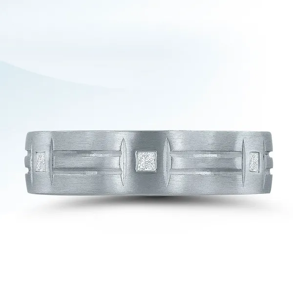 White 14 Karat Matte' Burnished Men's Wedding Band S&E Jewelers Depew, NY