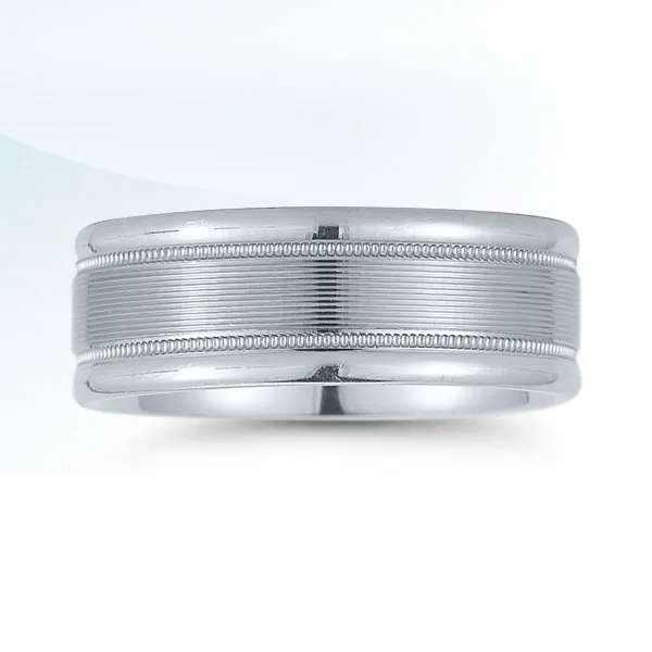 White 14 Karat Spun Center Men's Wedding Band S&E Jewelers Depew, NY