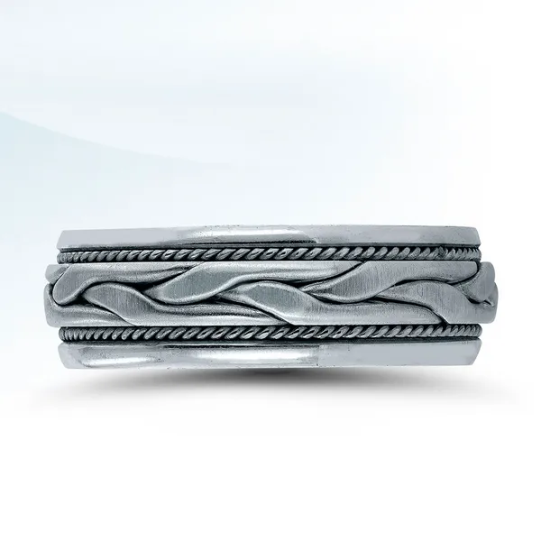 White 14 Karat Braided Inlay Men's Wedding Band S&E Jewelers Depew, NY
