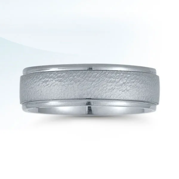 White 14 Karat Florentine Men's Wedding Band S&E Jewelers Depew, NY