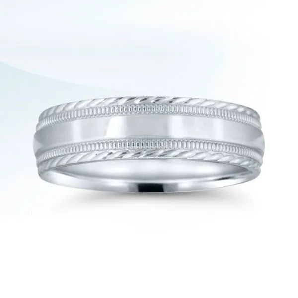 14Kt White Gold Men's Polished Wedding Band S&E Jewelers Depew, NY