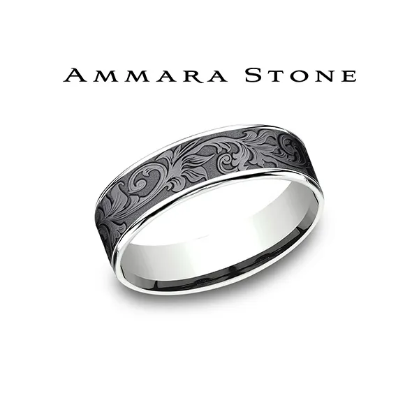 14K White Gold Mens Wedding Band