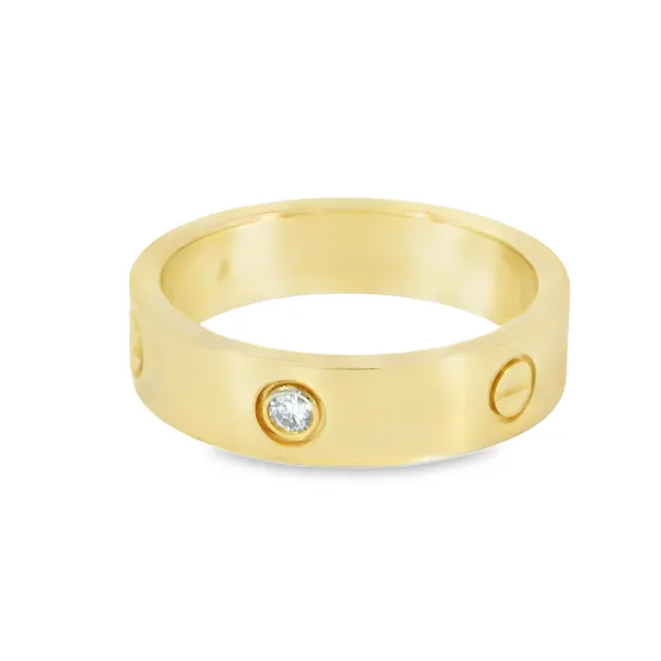14Kt Yellow Gold Mens Bezel Set Diamond Wedding Band