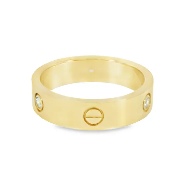 14Kt Yellow Gold Mens Bezel Set Diamond Wedding Band