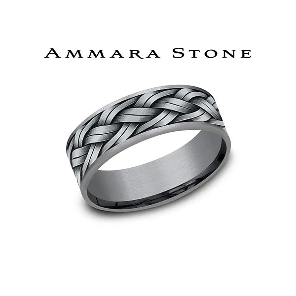 14Kt White Gold Mens Wedding Band