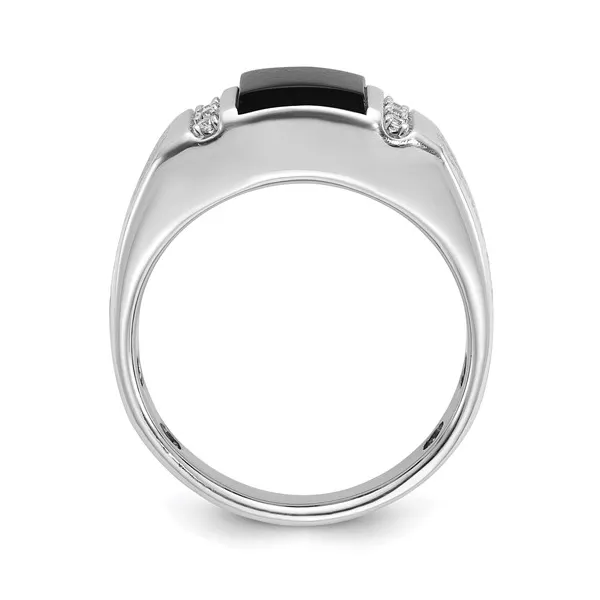 10K White Gold Onyx and Diamond Men's Fashion Ring Image 2 S&E Jewelers Depew, NY
