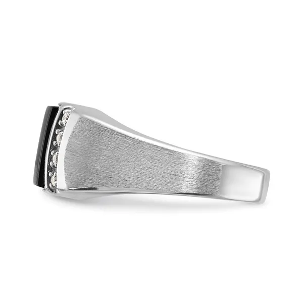 10K White Gold Onyx and Diamond Men's Fashion Ring Image 3 S&E Jewelers Depew, NY