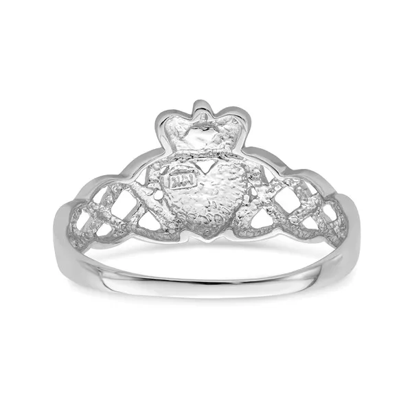 14K White Gold Celtic Infinity Knot Cladagh Ring Image 4 S&E Jewelers Depew, NY