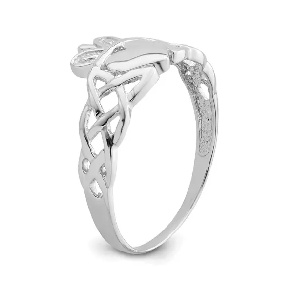 14K White Gold Celtic Infinity Knot Cladagh Ring Image 5 S&E Jewelers Depew, NY