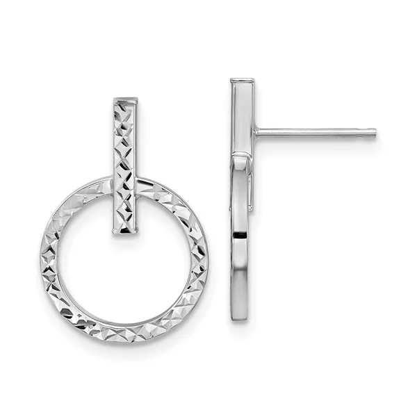 10K White Gold Diamond-Cut Post Dangle Earrings S&E Jewelers Depew, NY
