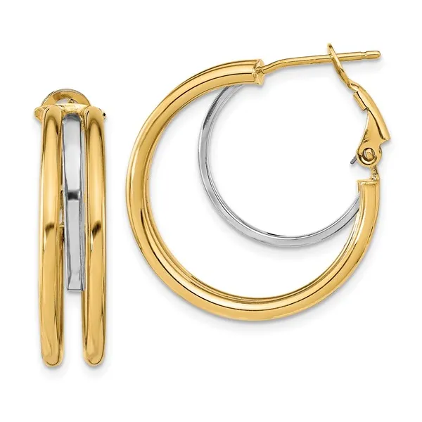 14K Two-Tone Polished Hoop Earrings S&E Jewelers Depew, NY
