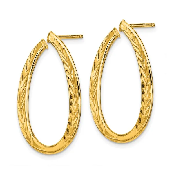 14K Yellow Gold Diamond-Cut Hoop Earrings Image 2 S&E Jewelers Depew, NY