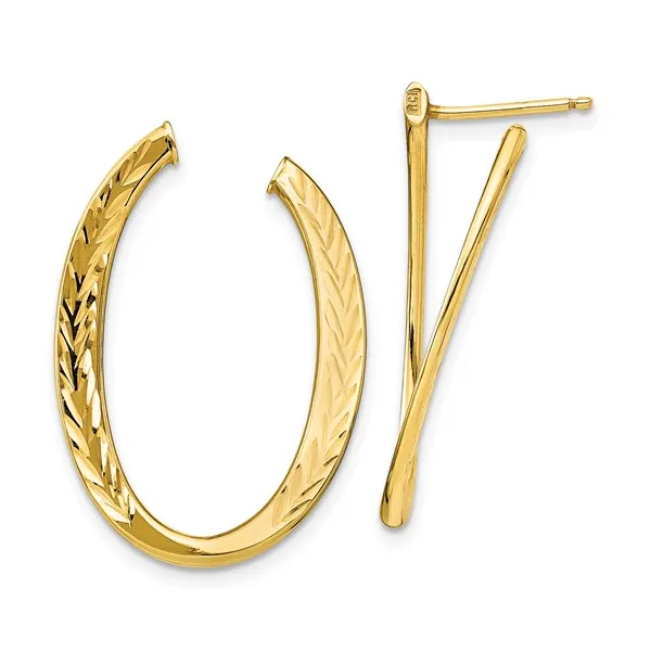 14K Yellow Gold Diamond-Cut Hoop Earrings S&E Jewelers Depew, NY