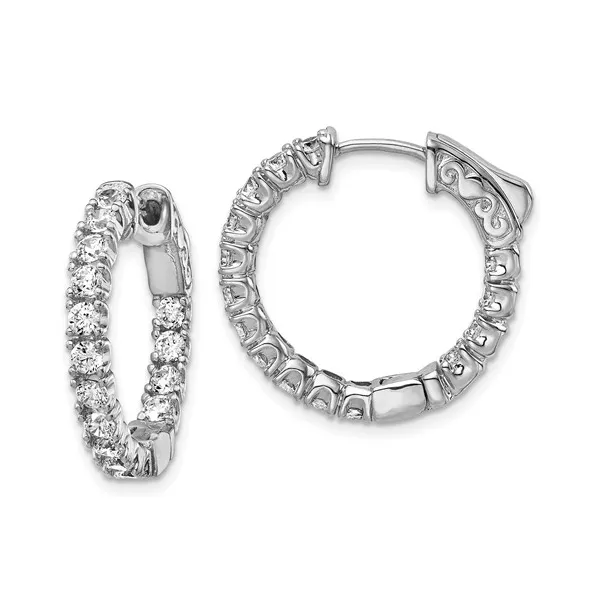 Sterling Silver CZ In/Out Hinged Hoop Earrings S&E Jewelers Depew, NY