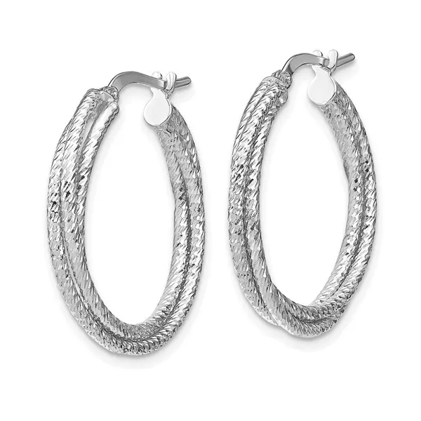 10Kt White Gold Hoop Earrings Image 2 S&E Jewelers Depew, NY