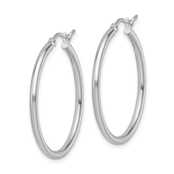 10Kt White Gold Hoop Earrings Image 2 S&E Jewelers Depew, NY