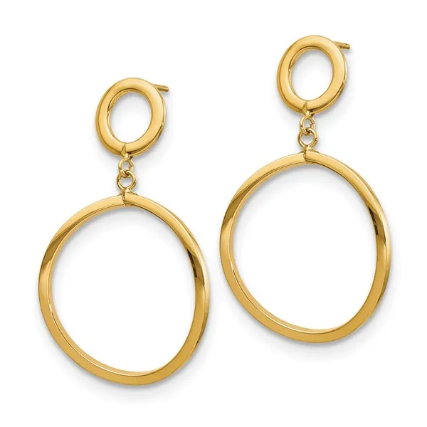 10Kt Yellow Gold Round Post Dangle Earrings Image 2 S&E Jewelers Depew, NY