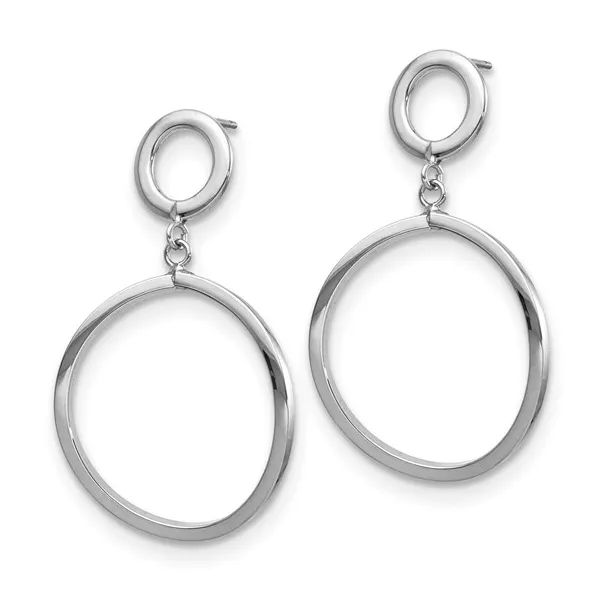 10Kt White Gold Round Post Dangle Earrings Image 2 S&E Jewelers Depew, NY