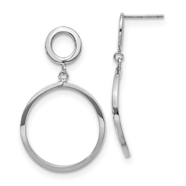 10Kt White Gold Round Post Dangle Earrings S&E Jewelers Depew, NY