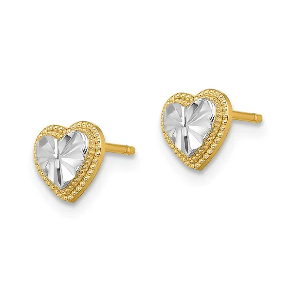 10Kt White Gold with Rhod D/C Heart Earrings Image 2 S&E Jewelers Depew, NY