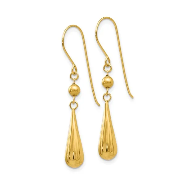 14Kt Yellow Gold Grooved/Puffed Teardrop Earrings Image 2 S&E Jewelers Depew, NY