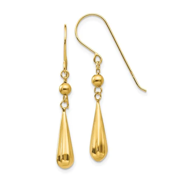 14Kt Yellow Gold Grooved/Puffed Teardrop Earrings S&E Jewelers Depew, NY