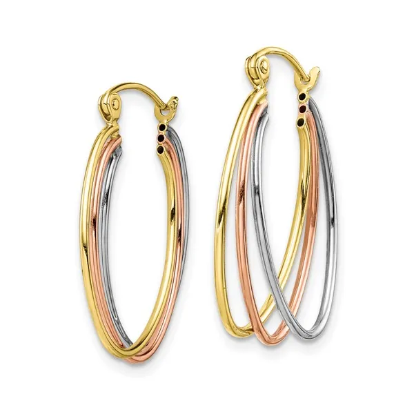 Tri-Color Polished Triple Hoop Earrings Image 2 S&E Jewelers Depew, NY