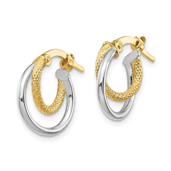 14Kt Two-Toned Hinged Hoop Earrings Image 2 S&E Jewelers Depew, NY