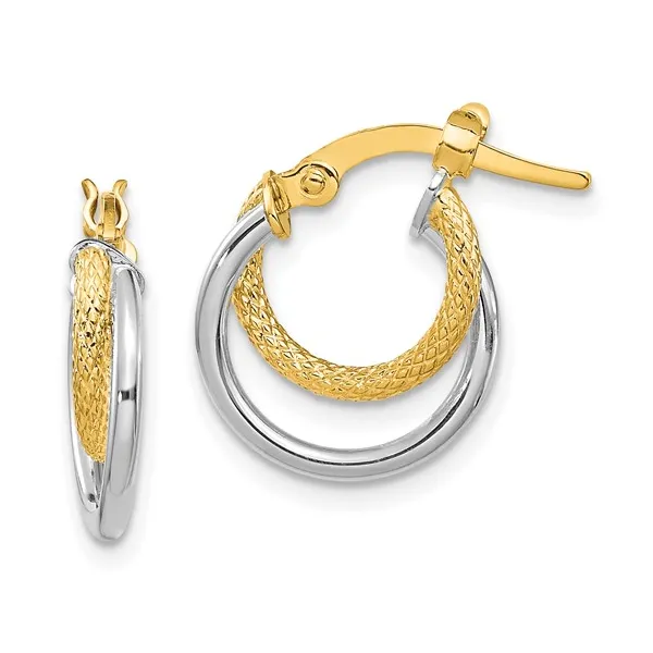 14Kt Two-Toned Hinged Hoop Earrings S&E Jewelers Depew, NY