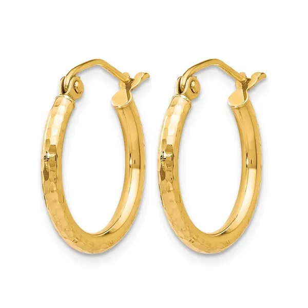 10Kt Yellow Diamond Cut Small Hoop Earrings Image 2 S&E Jewelers Depew, NY