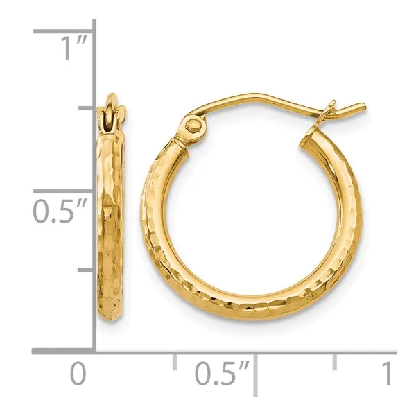 10Kt Yellow Diamond Cut Small Hoop Earrings Image 4 S&E Jewelers Depew, NY