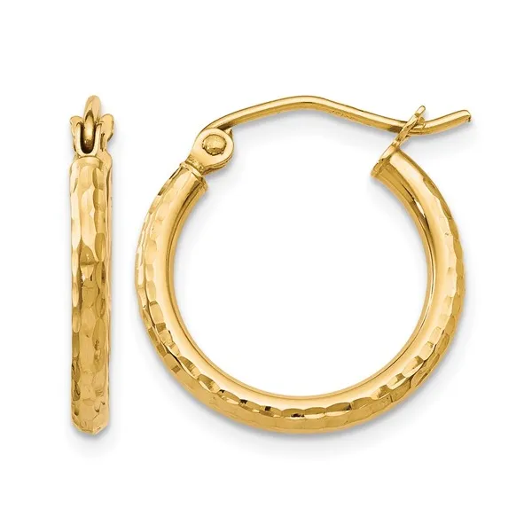 10Kt Yellow Diamond Cut Small Hoop Earrings S&E Jewelers Depew, NY