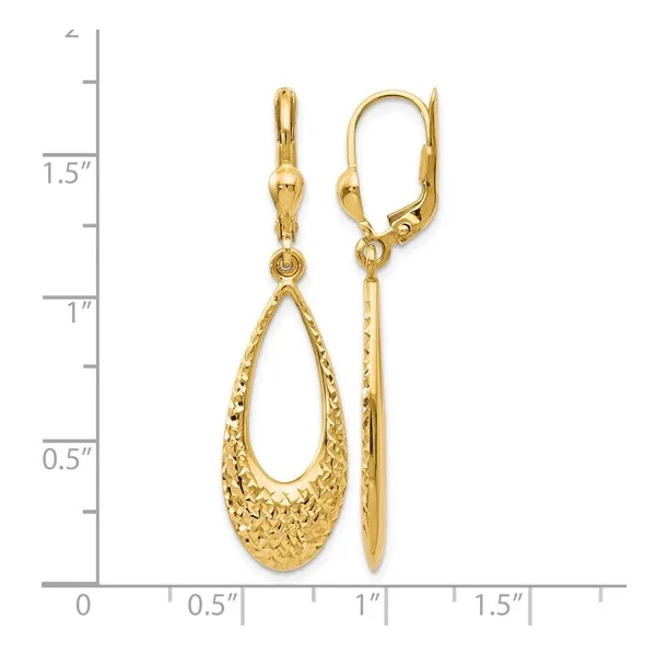 10Kt Yellow Polished Diamond Cut Leverback Earrings Image 4 S&E Jewelers Depew, NY