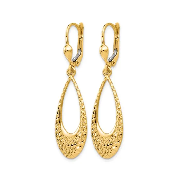 10Kt Yellow Polished Diamond Cut Leverback Earrings S&E Jewelers Depew, NY