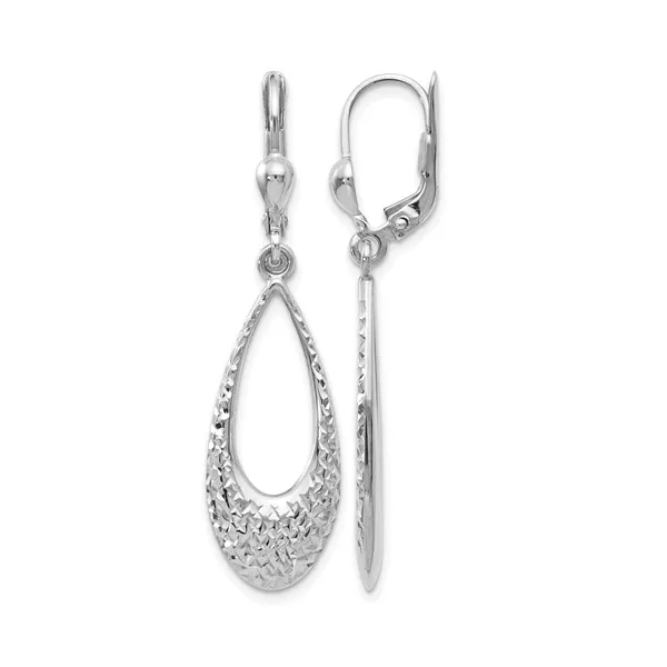 10Kt White Diamond Cut Leverback Earrings Image 2 S&E Jewelers Depew, NY