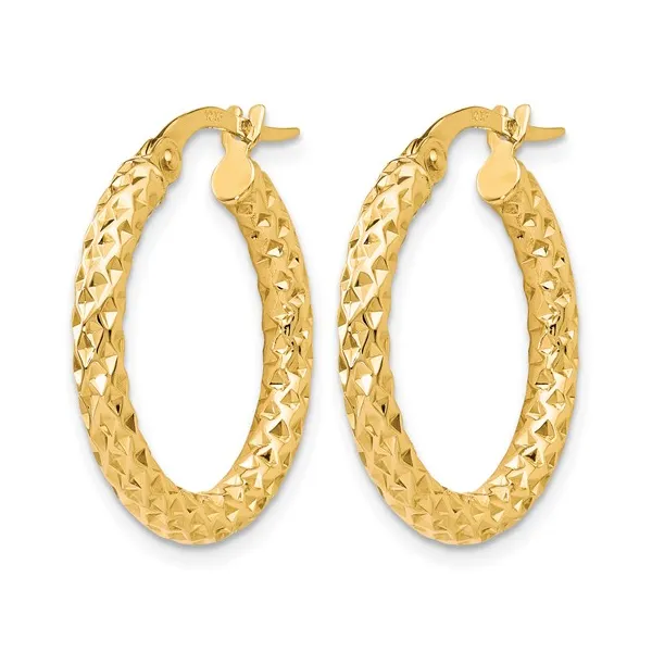 10Kt Yellow Diamond Cut Large Hoop Earrings Image 2 S&E Jewelers Depew, NY
