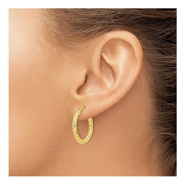 10Kt Yellow Diamond Cut Large Hoop Earrings Image 3 S&E Jewelers Depew, NY
