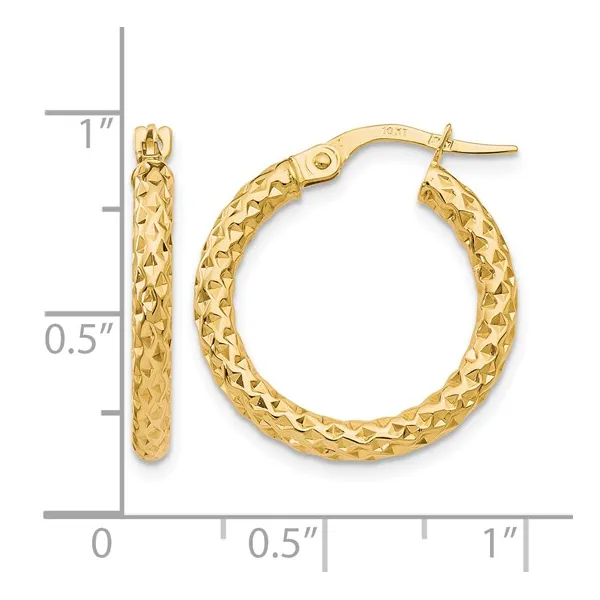 10Kt Yellow Diamond Cut Large Hoop Earrings Image 4 S&E Jewelers Depew, NY