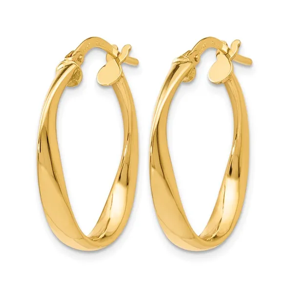 10Kt Yellow Polished Twist Hoop Earrings Image 2 S&E Jewelers Depew, NY
