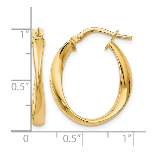 10Kt Yellow Polished Twist Hoop Earrings Image 3 S&E Jewelers Depew, NY