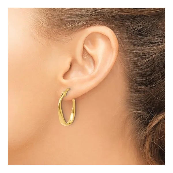 10Kt Yellow Polished Twist Hoop Earrings Image 4 S&E Jewelers Depew, NY