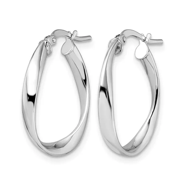 10Kt White Polished Twist Hoop Earrings Image 2 S&E Jewelers Depew, NY