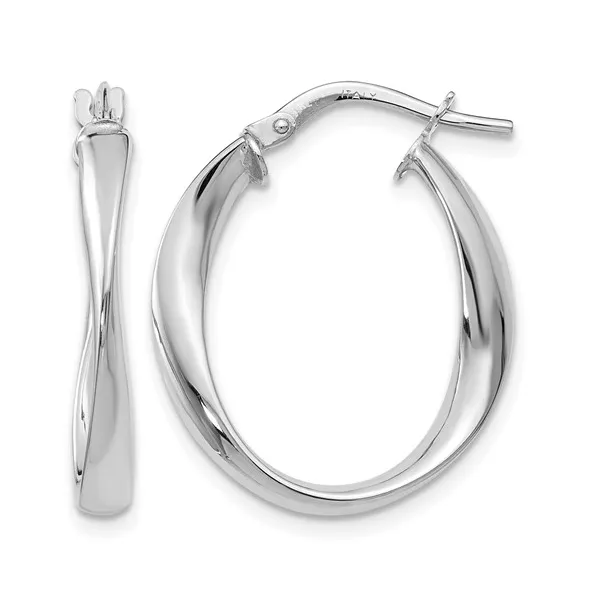 10Kt White Polished Twist Hoop Earrings S&E Jewelers Depew, NY