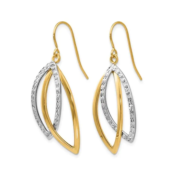 10Kt Tri-Tone Polished Textured Shepherd Hook Earrings Image 2 S&E Jewelers Depew, NY