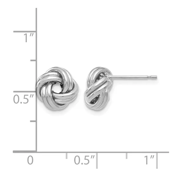 10Kt White Gold Love Knot Post Earrings Image 2 S&E Jewelers Depew, NY